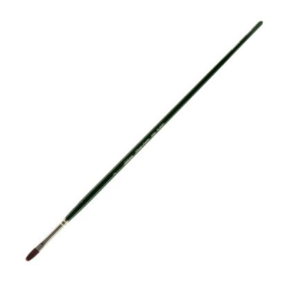 Picture of Silver Brush Ruby Satin Series Long-Handle Paint Brush 2503, Size 2, Filbert Bristle, Synthetic, Green