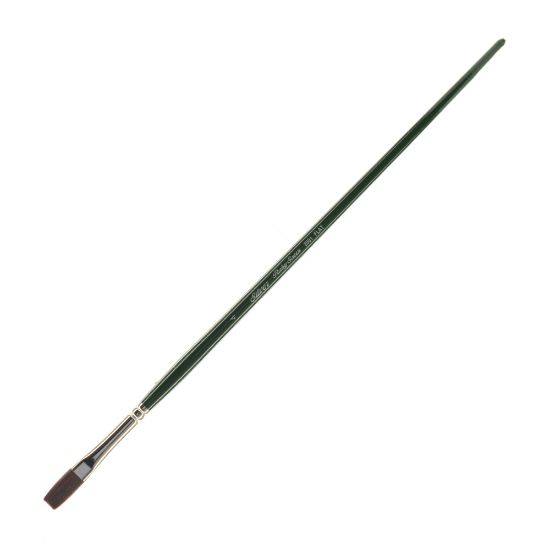 Picture of Silver Brush Ruby Satin Series Long-Handle Paint Brush 2501, Size 4, Flat Bristle, Synthetic, Green