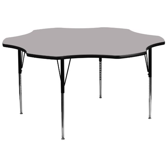 Picture of Flash Furniture 60ft" Flower Thermal Laminate Activity Table With Standard Height-Adjustable Legs, Gray