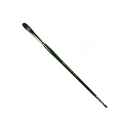 Picture of Silver Brush Ruby Satin Series Long-Handle Paint Brush 2503, Size 8, Filbert Bristle, Synthetic, Green