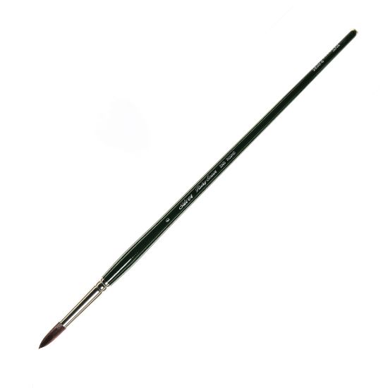 Picture of Silver Brush Ruby Satin Series Long-Handle Paint Brush 2500, Size 6, Round Bristle, Synthetic, Green