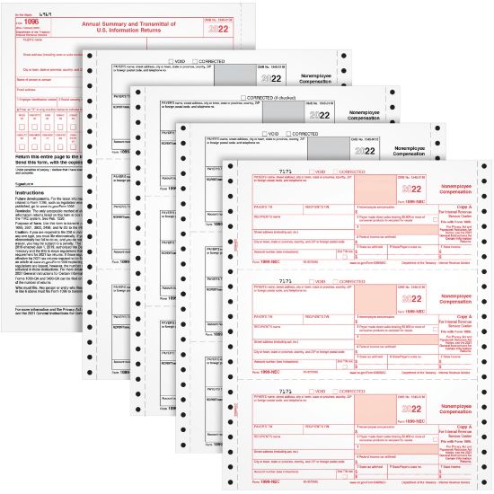 Picture of TOPS 4-part 1099-NEC Tax Forms - 4 Part - White - 24 / Pack