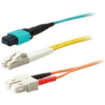 Picture of AddOn 5m LC (Male) to SC (Male) Aqua OM4 Duplex Fiber TAA Compliant OFNR (Riser-Rated) Patch Cable - 100% compatible and guaranteed to work in OM4 and OM3 applications