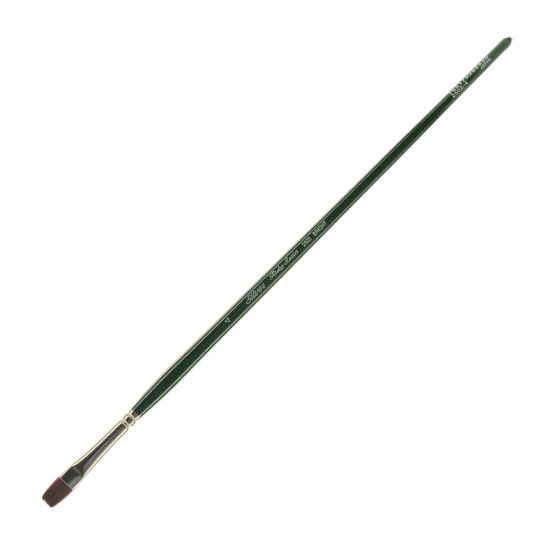 Picture of Silver Brush Ruby Satin Series Long-Handle Paint Brush 2502, Size 4, Bright Bristle, Synthetic, Green