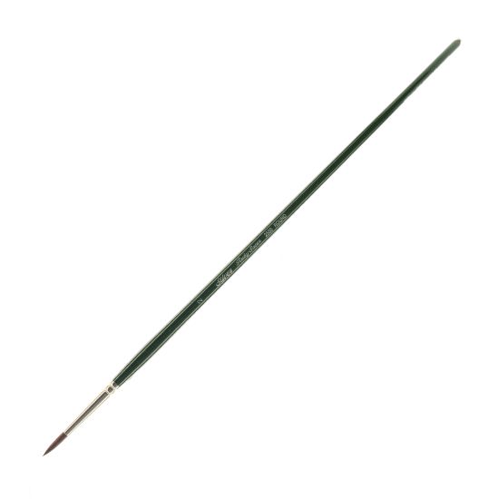 Picture of Silver Brush Ruby Satin Series Long-Handle Paint Brush 2500, Size 2, Round Bristle, Synthetic, Green