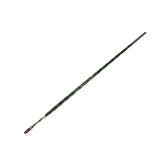 Picture of Silver Brush Ruby Satin Series Long-Handle Paint Brush 2501, Size 2, Flat Bristle, Synthetic, Green