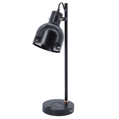 Picture of Realspace Brevins LED Desk Lamp With Wireless Charger And USB Port, 20-1/2inH, Black