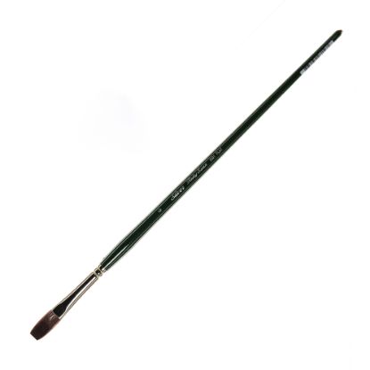 Picture of Silver Brush Ruby Satin Series Long-Handle Paint Brush 2501, Size 6, Flat Bristle, Synthetic, Green