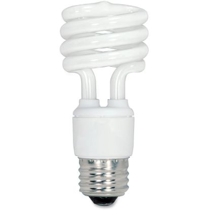 Picture of Satco 13-watt Fluorescent T2 Spiral CFL Bulb - 13 W - 60 W Incandescent Equivalent Wattage - 120 V AC - 900 lm - Spiral - T2 Size - White Light Color - E26 Base - 12000 Hour - 4400.3 deg.F (2426.8 deg.C) Color Temperature