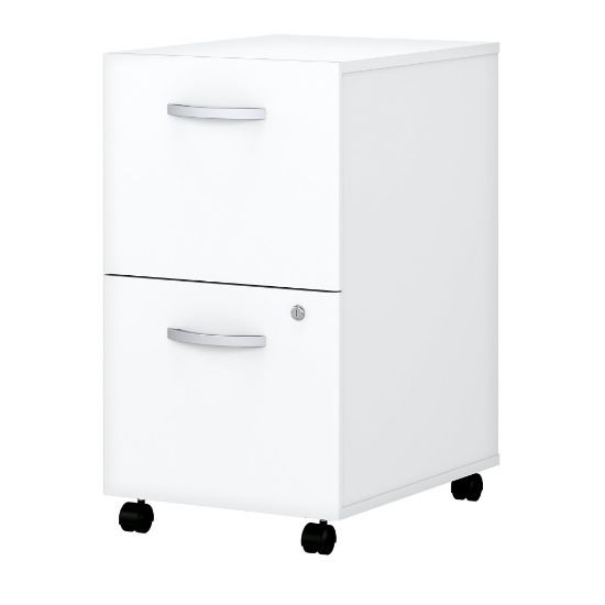 Picture of Bush Business Furniture Easy Office 21inD Vertical 2-Drawer Mobile File Cabinet, White, Delivery