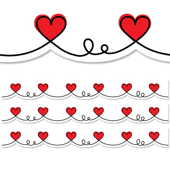 Picture of Creative Teaching Press EZ Borders, Doodle Hearts, 48' Per Pack, Set Of 3 Packs