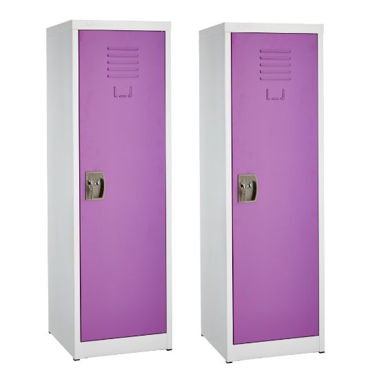 Picture of Alpine Kids' 1-Tier Steel Lockers, 48inH x 15inW x 15inD, Purple, Set Of 2 Lockers