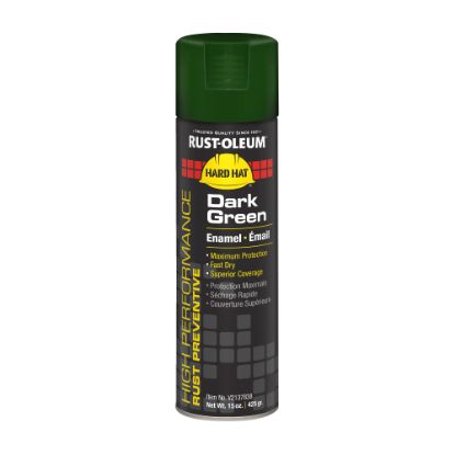 Picture of Rust-Oleum Hard Hat High Performance V2100 System Rust Preventive Enamel Spray Paint, 15 Oz, Gloss Dark Green, Case Of 6 Cans