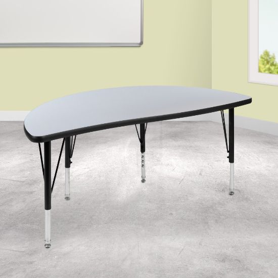 Picture of Flash Furniture 47-1/2in Half Circle Wave Flexible Collaborative Thermal Laminate Activity Table, Gray