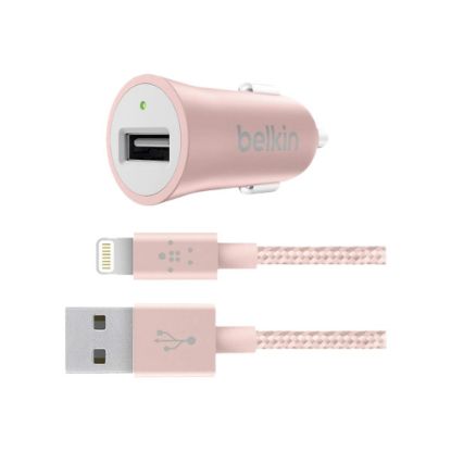 Picture of Belkin MIXIT Metallic Car Charger - Car power adapter - 2.4 A (USB) - on cable: Lightning - rose gold