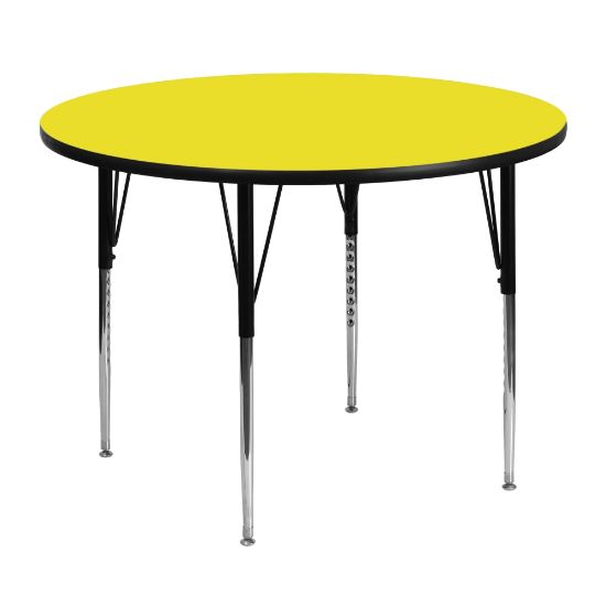 Picture of Flash Furniture 48in Round HP Laminate Activity Table With Standard Height-Adjustable Legs, Yellow