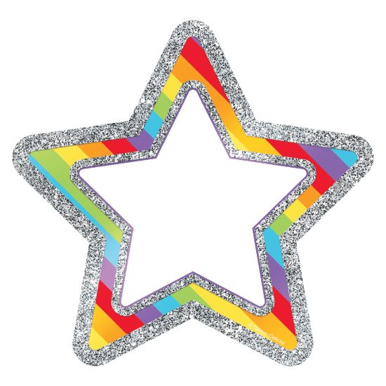 Picture of Carson-Dellosa Sparkle And Shine Single Cut-Outs, Rainbow Glitter Stars, 8inH x 6 1/4inW x 1/2inD, Pack Of 36 Cut-Outs