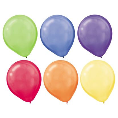 Picture of Amscan Pearlized Latex Balloons, 12in, Assorted Colors, Pack Of 72 Balloons, Set Of 2 Packs