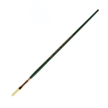 Picture of Silver Brush Grand Prix Paint Brush Series 1027, Size 3, Filbert Extra Long Bristle, Hog Hair, Green