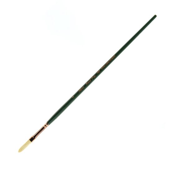 Picture of Silver Brush Grand Prix Paint Brush Series 1027, Size 3, Filbert Extra Long Bristle, Hog Hair, Green