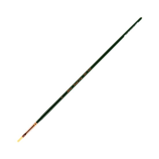 Picture of Silver Brush Grand Prix Paint Brush Series 1001, Size 0, Flat Bristle, Hog Hair, Green