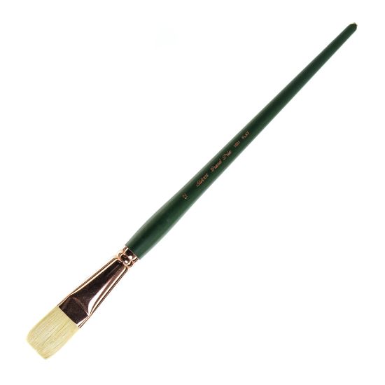 Picture of Silver Brush Grand Prix Paint Brush Series 1001, Size 12, Flat Bristle, Hog Hair, Green