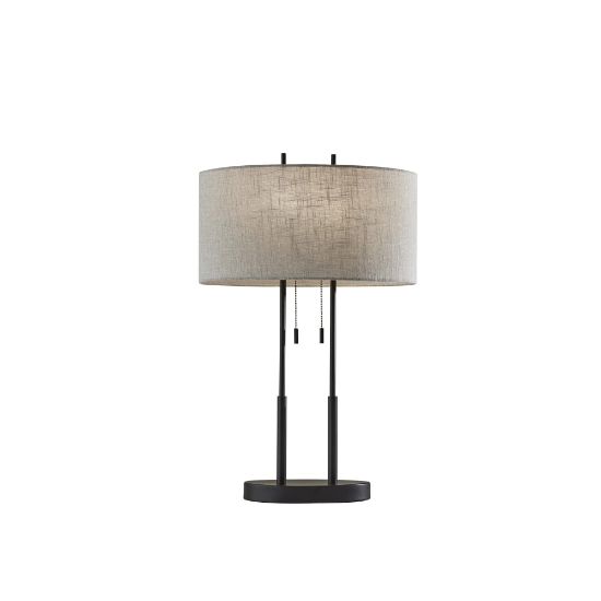 Picture of Adesso Duet Table Lamp, 29inH, Taupe Shade/Antique Bronze Base