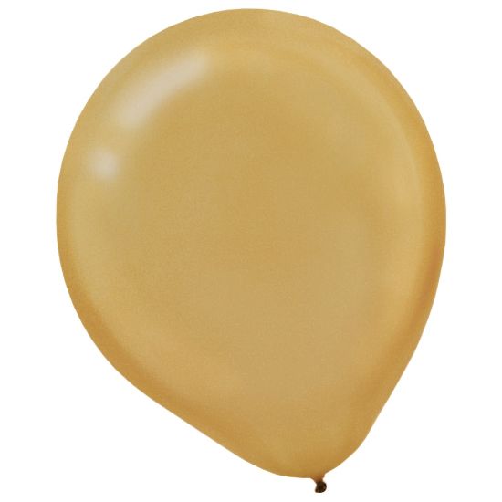 Picture of Amscan Latex Balloons, 12in, Gold, 15 Balloons Per Pack, Set Of 4 Packs