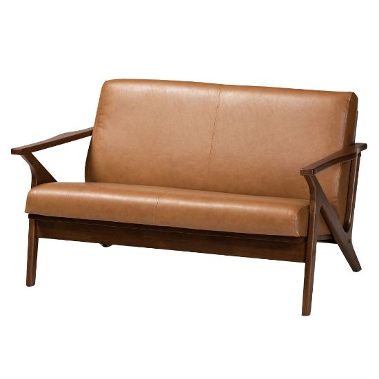 Picture of Baxton Studio Bianca Loveseat, Tan/Walnut