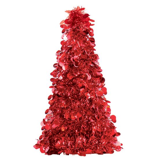 Picture of Amscan 240598 Christmas Small Tinsel Trees, Red, Set Of 9 Trees