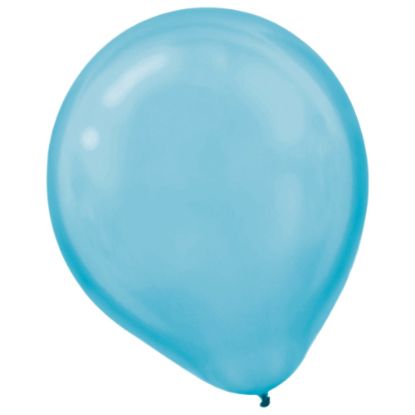 Picture of Amscan Latex Balloons, 12in, Caribbean Blue, 15 Balloons Per Pack, Set Of 4 Packs