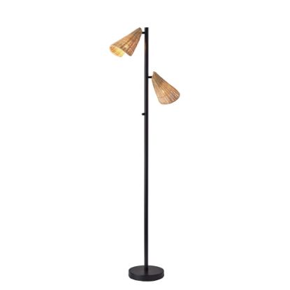 Picture of Adesso Cove 2-Light Tree Floor Lamp, 62-3/4inH, Natural Rattan/Black