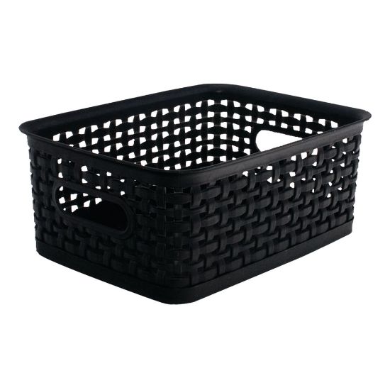 Picture of Realspace Plastic Weave Bin, Small Size, 4in x 7 1/2in x 10in, Black