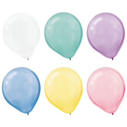 Picture of Amscan Pearlized Pastel Latex Balloons, 12in, Assorted Colors, Pack Of 72 Balloons, Set Of 2 Packs