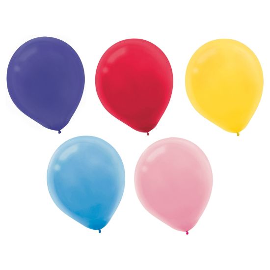 Picture of Amscan Glossy Latex Balloons, 9in, Assorted Colors, 20 Balloons Per Pack, Set Of 4 Packs