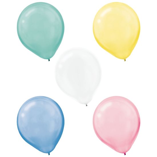 Picture of Amscan Pearlized Pastel Latex Balloons, 12in, Assorted Colors, Pack Of 15 Balloons, Set Of 4 Packs