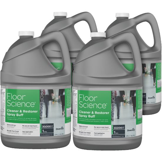 Picture of Diversey Floor Science Cleaner & Restorer Spray Buff, 1 Gallon, Citrus Scent, Pack Of 4 Bottles