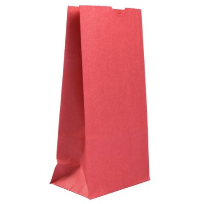 Picture of JAM Paper Small Kraft Lunch Bags, 8in x 4-1/8in x 2-1/4in, Red, Pack Of 25 Bags