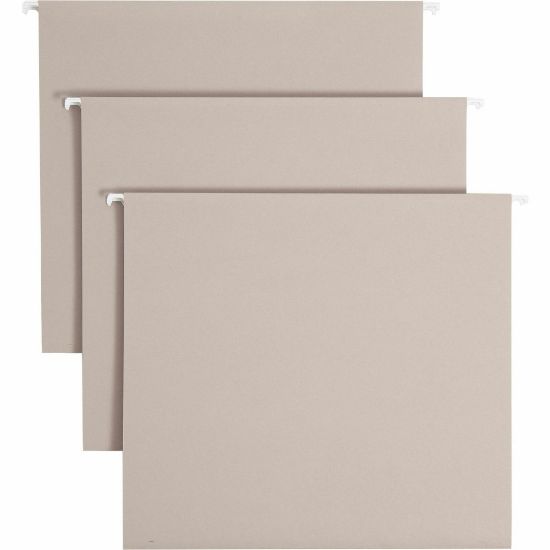 Picture of Smead TUFF 1/3 Tab Cut Letter Recycled Hanging Folder - 8 1/2in x 11in - 3in Expansion - Top Tab Location - Assorted Position Tab Position - Steel Gray - 10% Recycled - 18 / Box