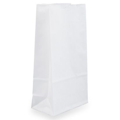 Picture of JAM Paper Small Kraft Lunch Bags, 4-1/8in x 8in x 2-1/4in, White, Pack Of 25 Bags