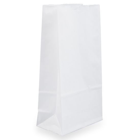 Picture of JAM Paper Small Kraft Lunch Bags, 4-1/8in x 8in x 2-1/4in, White, Pack Of 25 Bags