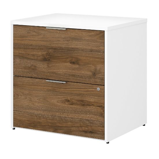 Picture of Bush Business Furniture Jamestown 29-5/7inW x 23-2/3inD Lateral 2-Drawer File Cabinet, Fresh Walnut/White, Standard Delivery