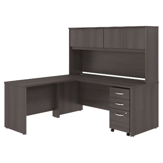 Picture of Bush Business Furniture Studio C 72inW x 30inD L Shaped Desk with Hutch, Mobile File Cabinet and 42inW Return, Storm Gray, Standard Delivery