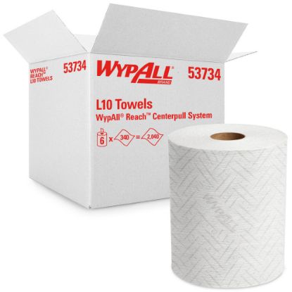 Picture of WypAll Reach Center-Pull Roll Towel for WypAll Reach Dispensers, White, 340 Sheets Per Roll, Case Of 6 Rolls