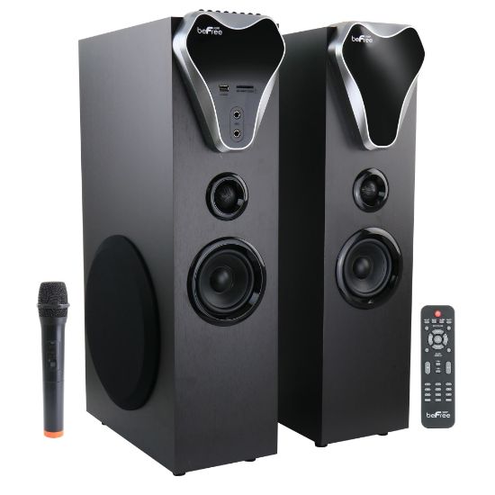 Picture of beFree Sound 2.1 Channel 995116498M 80-Watt Bluetooth Tower Speakers With Optical Input, Black