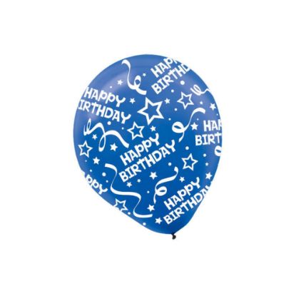 Picture of Amscan Latex Confetti Birthday Balloons, 12in, Bright Royal Blue, 6 Balloons Per Pack, Set Of 3 Packs