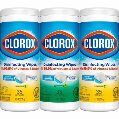 Picture of Clorox Disinfecting Cleaning Wipes Value Pack - Ready-To-Use Wipe - 35 / Canister - 675 / Pallet - White