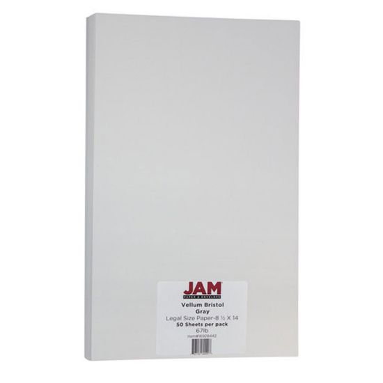 Picture of JAM Paper Card Stock, Vellum Bristol Gray, Legal (8.5in x 14in), 67 Lb, Pack Of 50