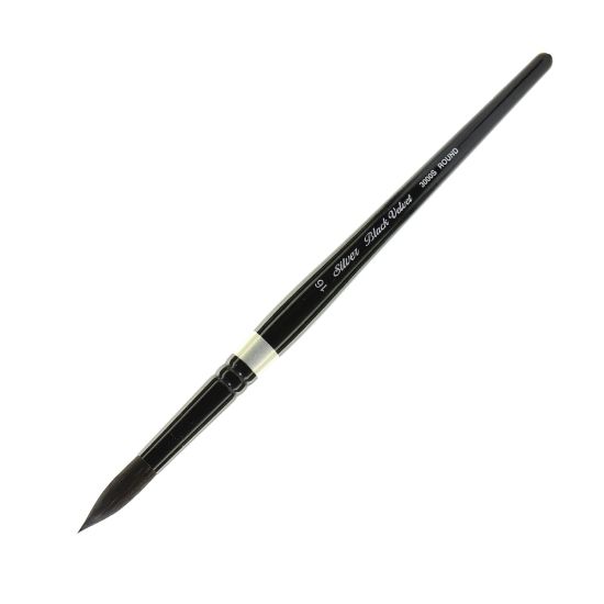 Picture of Silver Brush 3000S Black Velvet Series Paint Brush, Size 16, Round Bristle, Squirrel Hair/Synthetic Filament, Multicolor