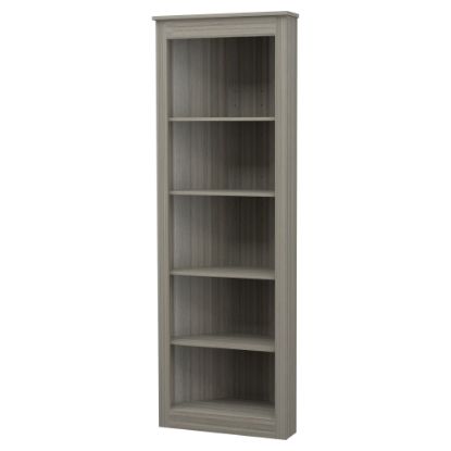 Picture of Inval America 71inH 5-Shelf Corner Bookcase, Smoke Oak